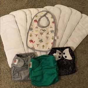 1 Set of 3 Flip Cloth Diapers with FREE bib